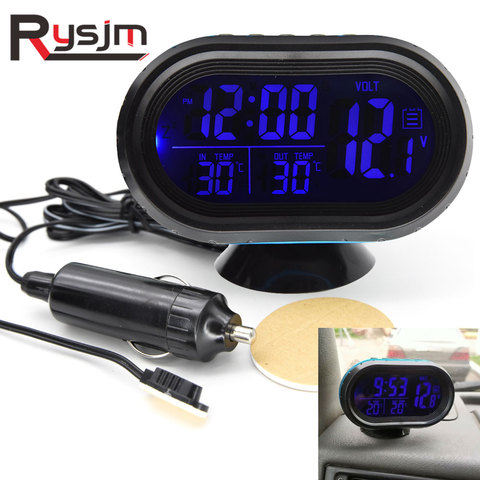 12V 24V Clocks 4 in 1 Time Date Dual Temperature Auto Digital Car Thermometer Voltage Meter Monitor Luminous Clock Freeze Alert ► Photo 1/6