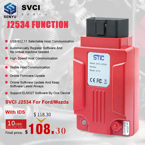 SVCI J2534 For Ford Mazda Car Diagnostic Auto Tool IDS J2534 Forscan For Ford OBD 2 OBD2 Scanner Programming PK full VCMII VCM2 ► Photo 1/6