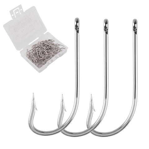 100pcs/lot Fishing Hook Stainless Steel Jig Big Fishing Hooks