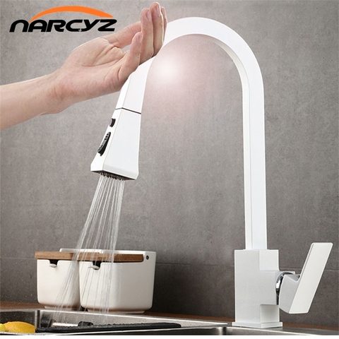 Smart Touch Kitchen Faucet Pull Out 360 Rotate White Mixer Faucet for Kitchen Hot and Cold Deck Mounted Crane for Sinks NAR-2 ► Photo 1/6