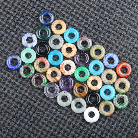20mm 5Pcs/Pack Natural Semi-precious Stone Pendants Peace Buckle Large Hole Beads 25 Colors 8mm Hole Making Necklace Earrings ► Photo 1/6