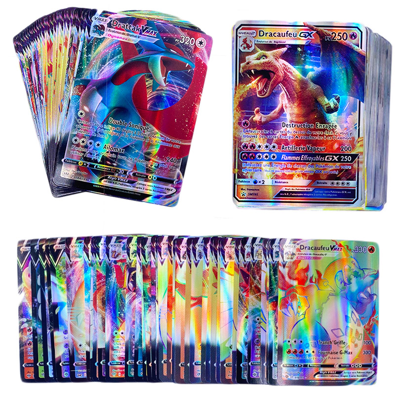 60-300Pcs French Pokemon Cards TAG TEAM GX V MAX VMAX Shining Card Game  Battle Carte