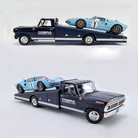 Diecast 1: 18 Scale 1970 Ford Cobra F350 Trailer Simulation Alloy Car Metal Model Simulation Collection Souvenir Boys Adult Gift ► Photo 1/5