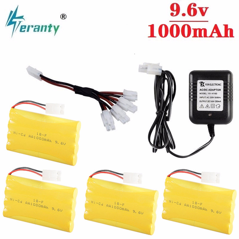 Upgrade 9.6v 1000mah NiCD Battery + charger For Rc Toys Cars Tanks Trucks Robot Gun Boat AA Ni-CD 9.6v Rechargeable Battery Pack ► Photo 1/3