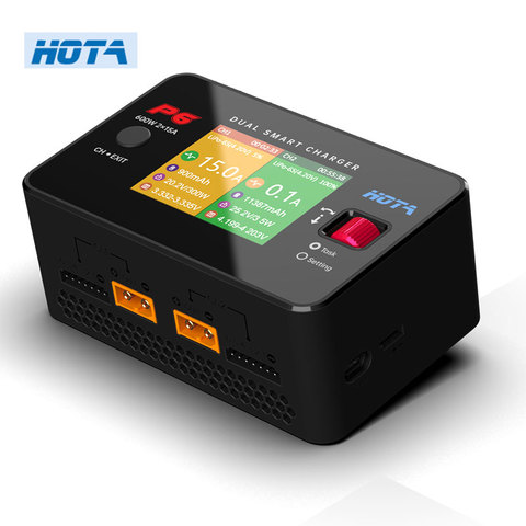 HOTA P6 Dual Smart Charger AC240W DC600W 15A for Lipo LiIon NiMH Battery with Type-C iPhone Samsung Charging ► Photo 1/3