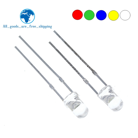 5Colors x20pcs =100pcs F3 Ultra Bright 3MM Round Water Clear Green/Yellow/Blue/White/Red LED Light Lamp Emitting Diode Dides Kit ► Photo 1/5
