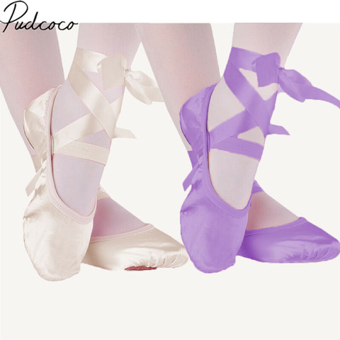 2022 Kids Bandage Children Ballet Shoes Pink Purple Apricot &Red Canvas Ballet Dance Shoes Split Suede Sole ► Photo 1/6