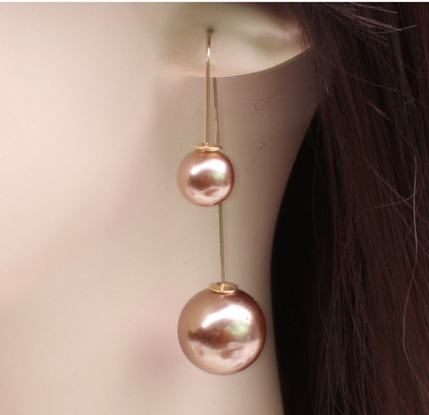 U-Shape Double Side Pendent Faux Pearl Ball Drop Earring Dangle Earrings for Women Girls Bijou Party Jewelry ► Photo 1/6