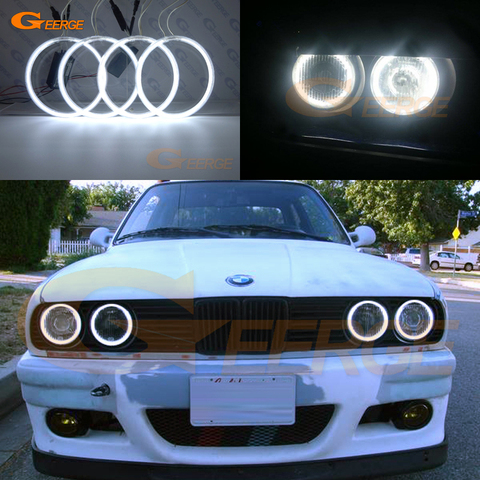 For BMW E30 E32 E34 Excellent angel eyes Ultra bright headlight CCFL Angel Eyes kit Halo Ring ► Photo 1/6