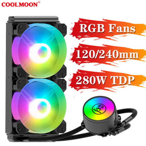 Water Cooling CPU Cooler 120mm 240mm Computer Liquid Ventilador RGB Radiator LGA 1150 1155 1151 1366 2011 AMD AM2 AM3 AM4 ► Photo 1/6