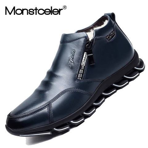 Brand New Men's Winter Sneaker Split Leather Boots Wool and Cotton Men Fur Leisure High-Top Shoes Plus Velvet Warm Man Shoes ► Photo 1/6