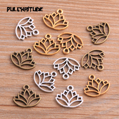  20pcs 14*16mm Three Color Lotus Flower Head Meditation Yoga Pendants For Jewelry Making DIY Handmade Craft ► Photo 1/6