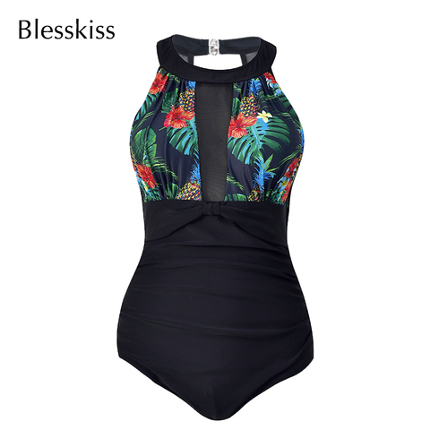 2022 Plus Size Swimwear Women One Piece Swimsuit Sexy Mesh 1 Onepiece Retro Monokini Swimming Suit For Women Bathing Suit 4XL ► Photo 1/6