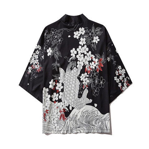 Japanese Kimono Traditional Yukata Cardigan Men Beach Thin Clothes