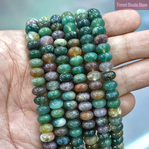 Natural Stone Beads Indian Agates Rondelle Round Spacer Beads for Jewelry Making Diy Bracelet Charms Accessories 15