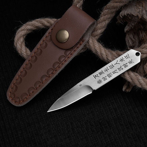 Fixed Blade Knife D2 steel small straight knife carving Chinese poetry decoration Outdoor camping self defense knife ► Photo 1/6