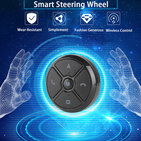 OKNAVI Universal Car Steering Wheel 10 Key Music Smart wired Android GPS Navigation Radio Remote Control Buttons Black Light ► Photo 1/6
