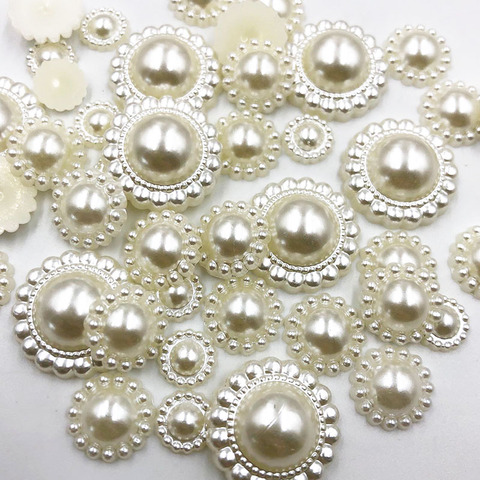 50pcs 9mm/13mm/20mm Beige Plastic Imitation Pearl Flatback No Hole Acessories ► Photo 1/4