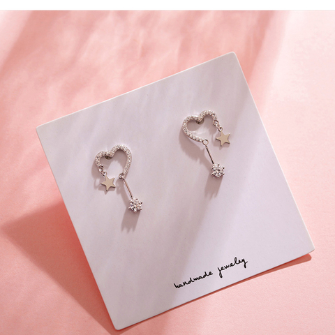 OBEAR  Heart-Shaped Star Earrings Simple Personality Wild Zircon Earrings For Women Jewelry Gift ► Photo 1/6