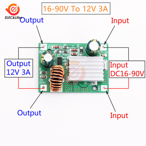 DC-DC 16V-90V To 12V 3A Step-Down Power Supply Module Adjustable Voltage Regulator Buck Converter High Voltage input Board ► Photo 1/3