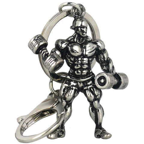 1 PC Alloy Key Chain Strong Man Dumbbell Keychain Men Fitness Bodybuilding Key Chains for Car Wallet Keys Ring Gym Gifts-375842 ► Photo 1/6