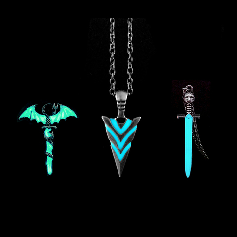 Luminous Glowing Arrow Pendant Necklace Knight Spear Necklace Glow In The Dark Pike Necklace for Women Men Halloween Gift ► Photo 1/6