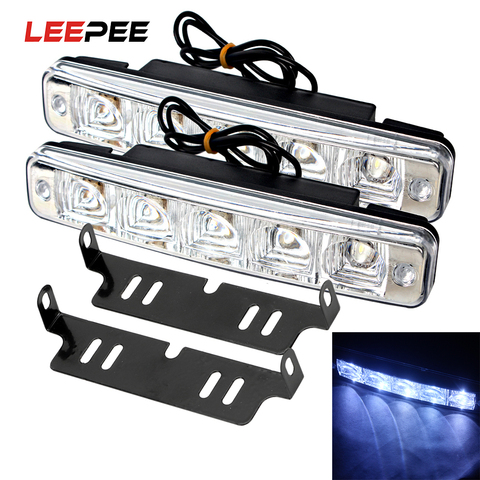LEEPEE DRL Waterproof Daytime Running Light 5 LEDs Universal Car Lights Daylight External Lights Car Styling ► Photo 1/6