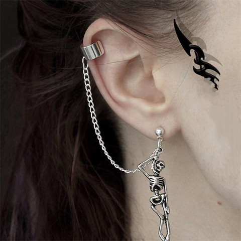 New Harajuku Cool Skull Punk Pendant Drop Dangle  Earring Christian Metal Vintage Chain Jewelry for Women Friendship Girl Gifts ► Photo 1/6