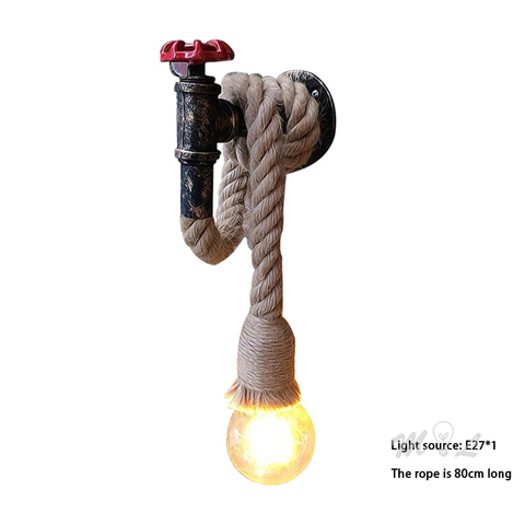 Retro Water Pipe Wall Lamp Vintage Hemp Rope Sconce Wall Light Fixture Led Lighting Stairs Loft Bar Restaurant Industrial Decor ► Photo 1/6