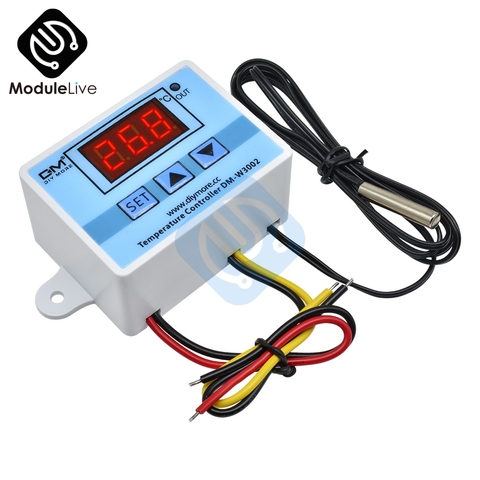 W3002 12V 24V 110V 220V LED Digital Temperature Controller Thermos Thermoregulator Sensor Meter Heating Cooling+1m 10k 3950 Wire ► Photo 1/6