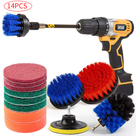 Electric drill brush Set Bathroom Surfaces Tub, Shower, Tile and Grout All Purpose Power Scrubber Cleaning Kit D30 ► Photo 1/6
