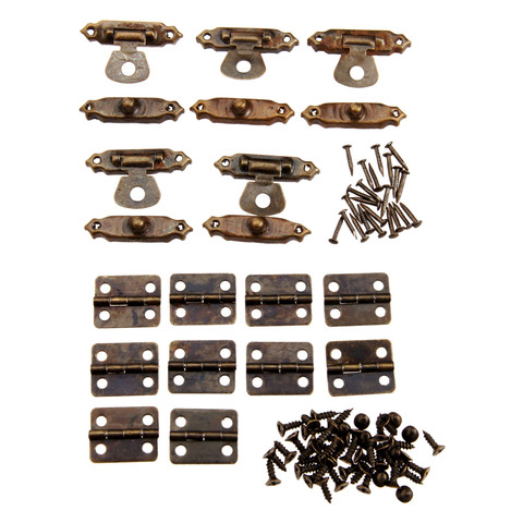 5Pcs Box Latch Hasps + 10Pcs Cabinet Door Furniture Hinge Jewelry Wood Boxes Decorative Hinge Furniture Fittings +Screws ► Photo 1/6