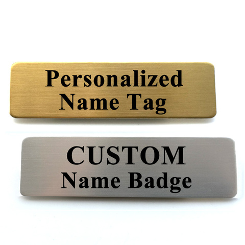 Custom Name Tags with Logo - Stainless Steel Engraved Name Tags