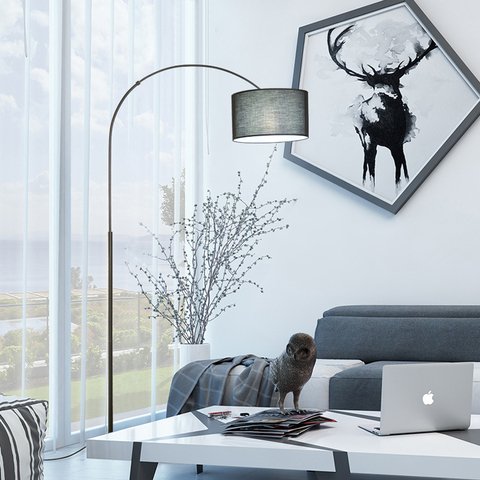 Nordic floor lamp bedroom living room creative modern minimalist LED bedside long arm fishing study black floor lamp ► Photo 1/6