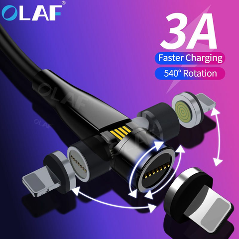 Olaf 540 Rotate Magnetic Cable Fast Charging Magnet Charger Micro USB Type C Cable Mobile Phone Wire Cord For iPhone Xiaomi ► Photo 1/6