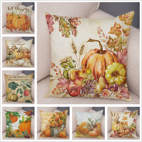 Colorful Watercolor Pumpkin Pillow Case Super Soft Short Plush 45*45cm Decor Plant Cactus Cushion Cover for Car Sofa Pillowcase ► Photo 1/6