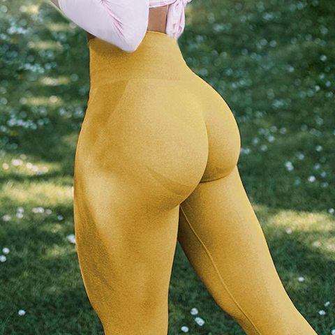 Women High Waist Scrunch Leggings Booty Push Up Workout Legging Butt Lifting Seamless Stretchy Leggins Smile Contour Sport Pants ► Photo 1/6