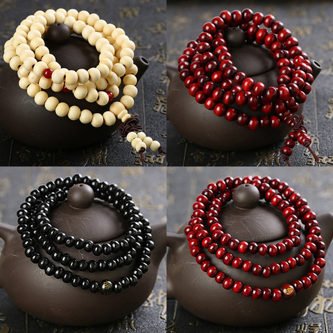 6mm Multi-layer Men Women Vintage Prayer Lucky Beads Bracelet Charm Meditation Yoga Rosary Wooden Bracelet ► Photo 1/4