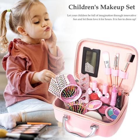 Fashion Kids Cosmetics Make Up Set Safe Washable Children's Makeup Set Box  Princess Beauty Pretend Play Toys For Girl Baby Toys