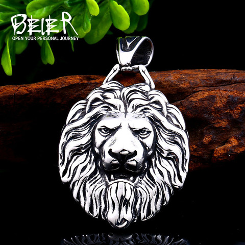 Beier 316L stainless steel Lion head Amulet nose Viking necklace pendant Men gift  Fashion Pagan animal Jewelry LP485 ► Photo 1/6