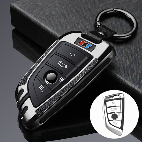 Leather paste zinc alloy car key case cover for BMW X1 X3 X6 F16 G30 G11 F48 F39 X5 F15 E53 X1 F48 X3 E83 X4 G30 F10 F31 F30 E30 ► Photo 1/6