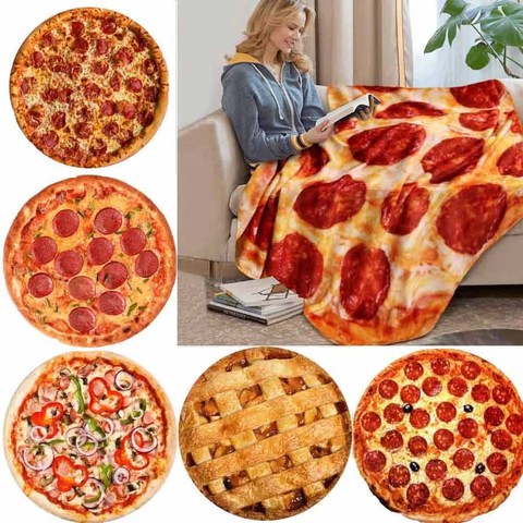 WOSTAR Soft warm Flannel Pizza blanket 200Gsm Round Shape Donut Hamburger Airplane travel Portable wearable summer Throw Blanket ► Photo 1/6