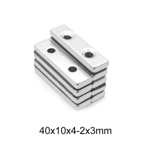 2~20PCS 40x10x4 Strong Block Magnetic magnet 40x10x4 mm two Holes 3mm Neodymium Magnet sheet 40mm x 10mm Permanent NdFeB Magnet ► Photo 1/1