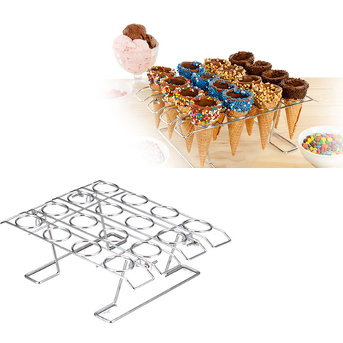 Diy Ice Cream Cone Holder Stainless Steel Ice Cream Cone Display Rack Baking Cake Cone Cupcake Cooling Tray Rack Holder Stand ► Photo 1/6