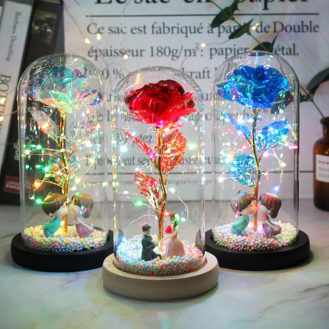 Drop shipping LED Enchanted Galaxy Rose,Red, Blue,Beauty and The Beast Gold Rose with Flashing colorful for Valentine's Day Gift ► Photo 1/6
