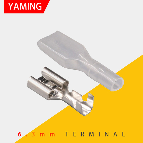50set/bag 6.3mm Crimp Terminal Connector Splice cold terminal with transparent sheath for relay and PCB inserting ► Photo 1/3