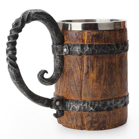 500ml Simulation Crude Wood Mug Double Wall Insulated Beer Cup Wine Tumbler Big Drinking Mug Wine Tumbler Beer Drinking Wood Mug ► Photo 1/6