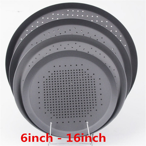 black color hole Nonstick Pizza Baking Pan Tray Plate Dishes Holder Bake ware Baking Tool Accessories Pizza Screen Pan Metal Net ► Photo 1/6