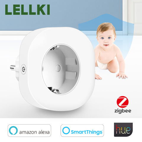 LELLKI Zigbee Plug Socket EU BR UK JP FR US 10A Smart Sockets Adaptor Remote Voice Control Alexa Hue SmartThings Tuya ► Photo 1/4