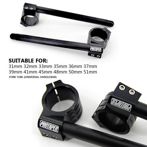 31MM 32MM 33MM 35MM 36MM 37MM 39MM 41MM 45MM 48MM 50MM 51MM PRO Riser High Clip Ons Handle Bar Fork Tube Lift Clip on Black Pair ► Photo 1/6